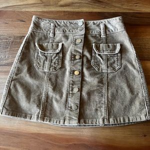 Corduroy button up skirt